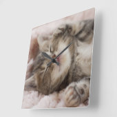 眠い子ネコ スクエア壁時計 (傾斜)