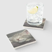 眠い子ネコ ストーンコースター (横)