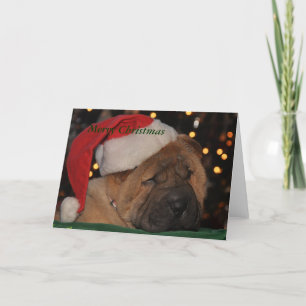 眠い子犬のクリスマスカード シーズンカード