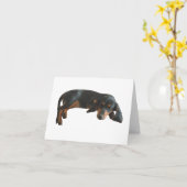 眠い子犬のメッセージカード カード (黄色い花)