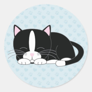 眠い子猫 タキシード ラウンドシール