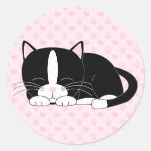 眠い子猫 タキシード ラウンドシール