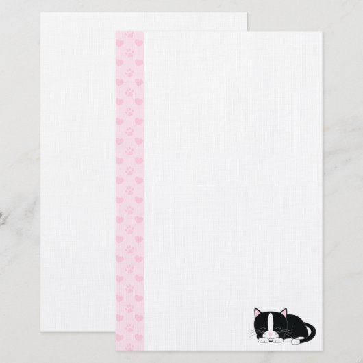 眠い子猫|タキシード 便箋 (正面/裏面)