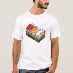 眠い寿司の人のかわいいおもしろTシャツのデザイン Tシャツ