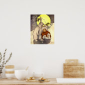 眠い小さな子供とうさぎの保育園ポスター ポスター (キッチン)