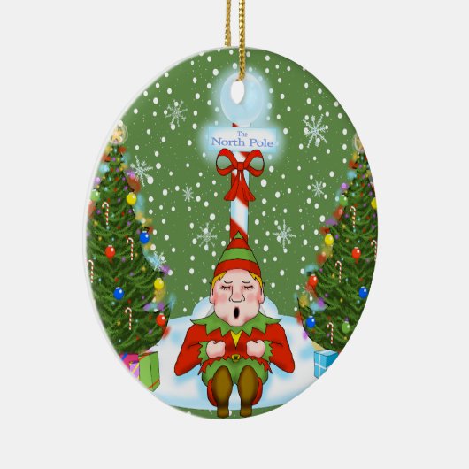 眠い小妖精や小人クリスマスオーナメント セラミックオーナメント (右)