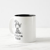 眠い小妖精や小人クリスマス – クリスマス応援 ツートーンマグカップ (正面左)