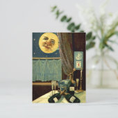 眠い新年の月の後のパーティー ポストカード (スタンド正面)