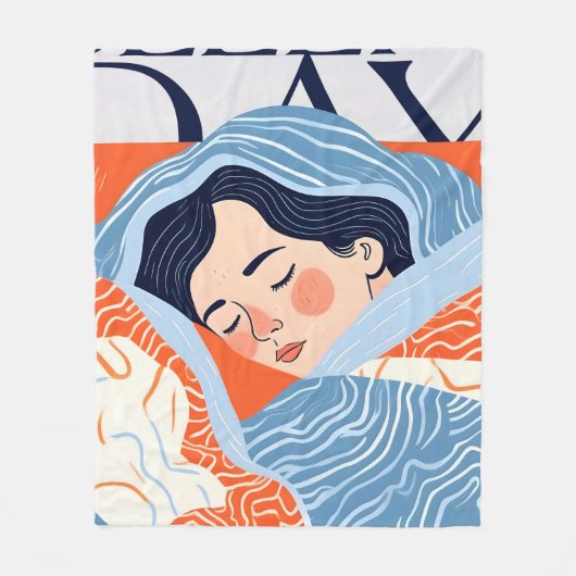眠い日 フリースブランケット (正面)