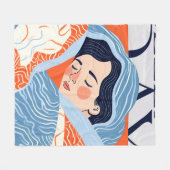 眠い日 フリースブランケット (正面(横))