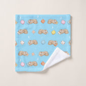 眠い時間の怠惰パターン バスタオルセット (ウォッシュタオル)