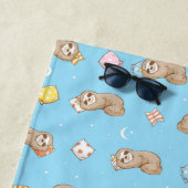 眠い時間の怠惰パターン ビーチタオル (インサイチュ)