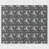 眠い月-ダークグレーの包装紙 ラッピングペーパー (フラット)