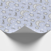 眠い月-青い包装紙 ラッピングペーパー (角)