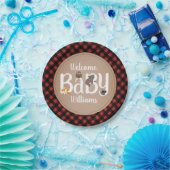 眠い森林格子縞のベビーシャワー ペーパープレート (パーティー)