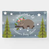 眠い水の色のフローラクマ赤ちゃんシャワー 横断幕 (横)