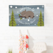 眠い水の色クマ赤ちゃんシャワー 横断幕 (インサイチュ)