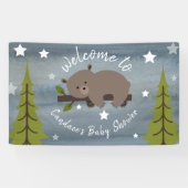 眠い水の色クマ赤ちゃんシャワー 横断幕 (横)