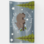 眠い水の色クマ赤ちゃんシャワー 横断幕 (縦)
