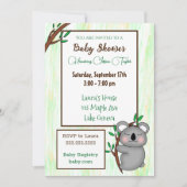 眠い漫画コアラをテーマにした赤ちゃんシャワー 招待状 (正面)