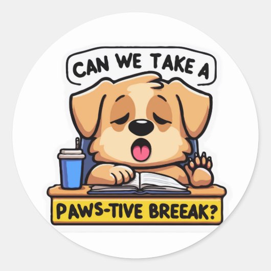 眠い犬頼が休みに足を使うクラス ラウンドシール (正面)