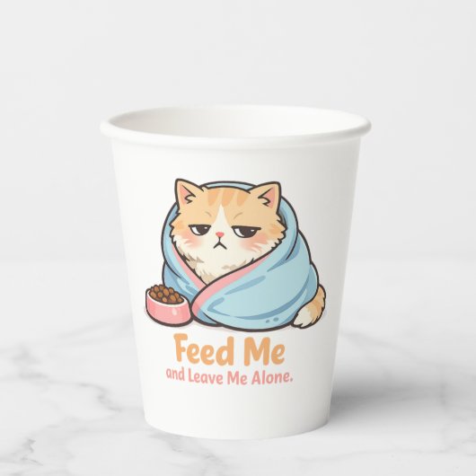 眠い猫に食べさせて放置して Funny 紙コップ (正面)