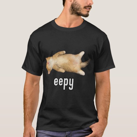 眠い猫のミーム Tシャツ (正面)