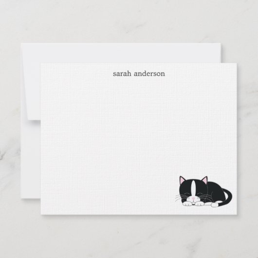 眠い猫の平たい箱はノート感謝していしています 招待状 (正面)