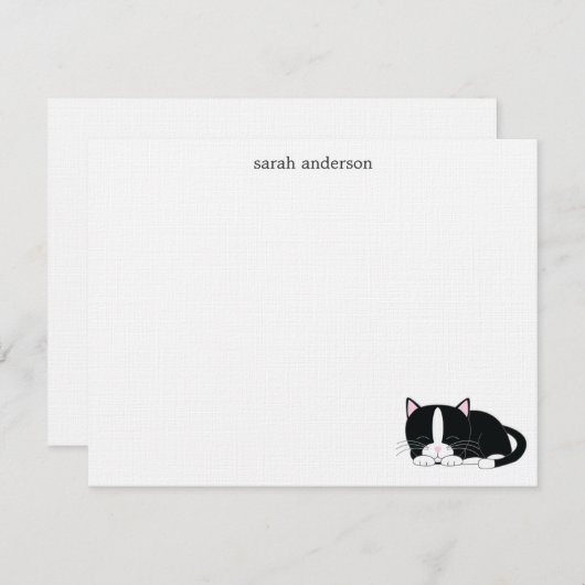 眠い猫の平たい箱はノート感謝していしています 招待状 (正面/裏面)