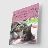 眠い猫バイブル聖句ウォールクロック スクエア壁時計 (傾斜)