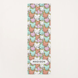 眠い猫パターン名前をカスタムするのヨガのマット ヨガマット