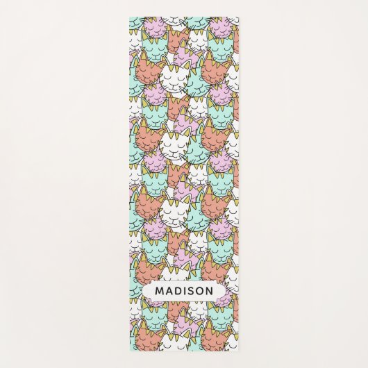 眠い猫パターン名前をカスタムするのヨガのマット ヨガマット (正面)