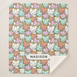 眠い猫パターン名前をカスタムする毛布 シェルパブランケット