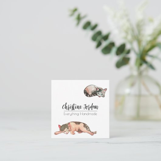 眠い猫 スクエア名刺 (スタンド正面)