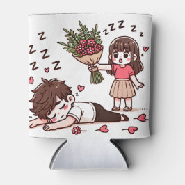 眠い男の子と花の女の子 缶クーラー