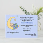 眠い男の赤ちゃんはシャワーの招待状を振りかけます 招待状 (スタンド正面)