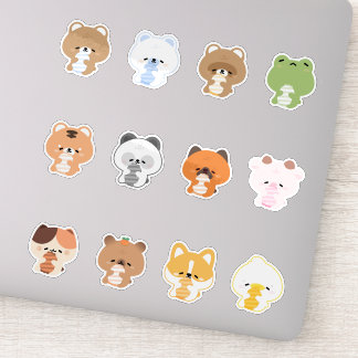 眠い疲れ果てた動物 シール