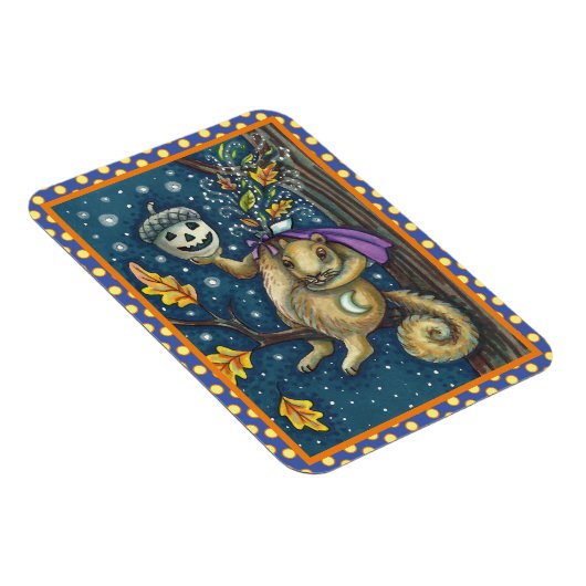 眠い空洞とドングリのリス、おかしなハロウィーン マグネット (右側)