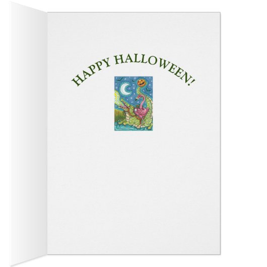 眠い空洞のピンクのフラミンゴとクロックハロウィーンの詩 (内側 (右))