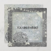 眠い羊の赤ちゃんシャワー 招待状 (正面/裏面)