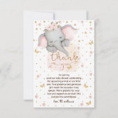 眠い象かわいい赤ちゃんガールシャワー サンキューカード (正面)