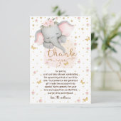 眠い象かわいい赤ちゃんガールシャワー サンキューカード (スタンド正面)