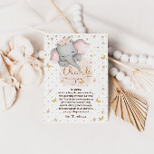 眠い象かわいい赤ちゃんガールシャワー サンキューカード