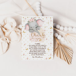 眠い象かわいい赤ちゃんガールシャワー サンキューカード