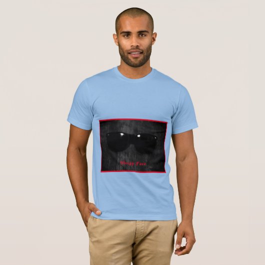 眠い顔：ベビーブルー – クルーネックTシャツ Tシャツ (正面フル)