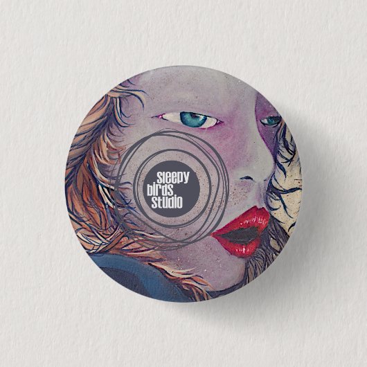 眠い鳥のスタジオボタン2 缶バッジ (正面)