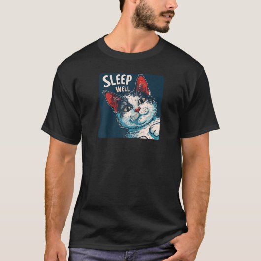 眠おもしろいり上手な猫ラグラン野球Tシャツ Tシャツ (正面)