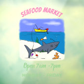 眠おもしろいるサメと魚釣り漫画 ウィンドウサイン (シート3)