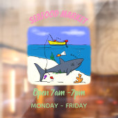 眠おもしろいるサメと魚釣り漫画 ウィンドウサイン (シート2)