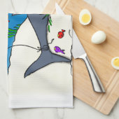 眠おもしろいるサメと魚釣り漫画 キッチンタオル (四つ折り)